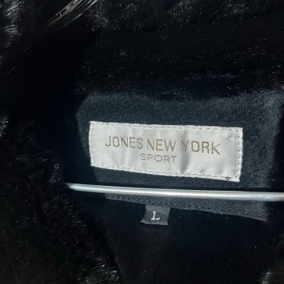 Jones New York‎ Black Suede Leather Faux Fur Coat Jacket Women’s Size Large - Picture 3 of 7